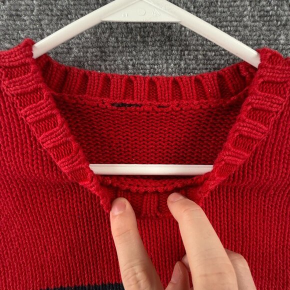 Ralph Lauren Polo Jeans Knit Flag Sweater Graphic USA Heavyweight Red Pullover - Picture 10 of 16